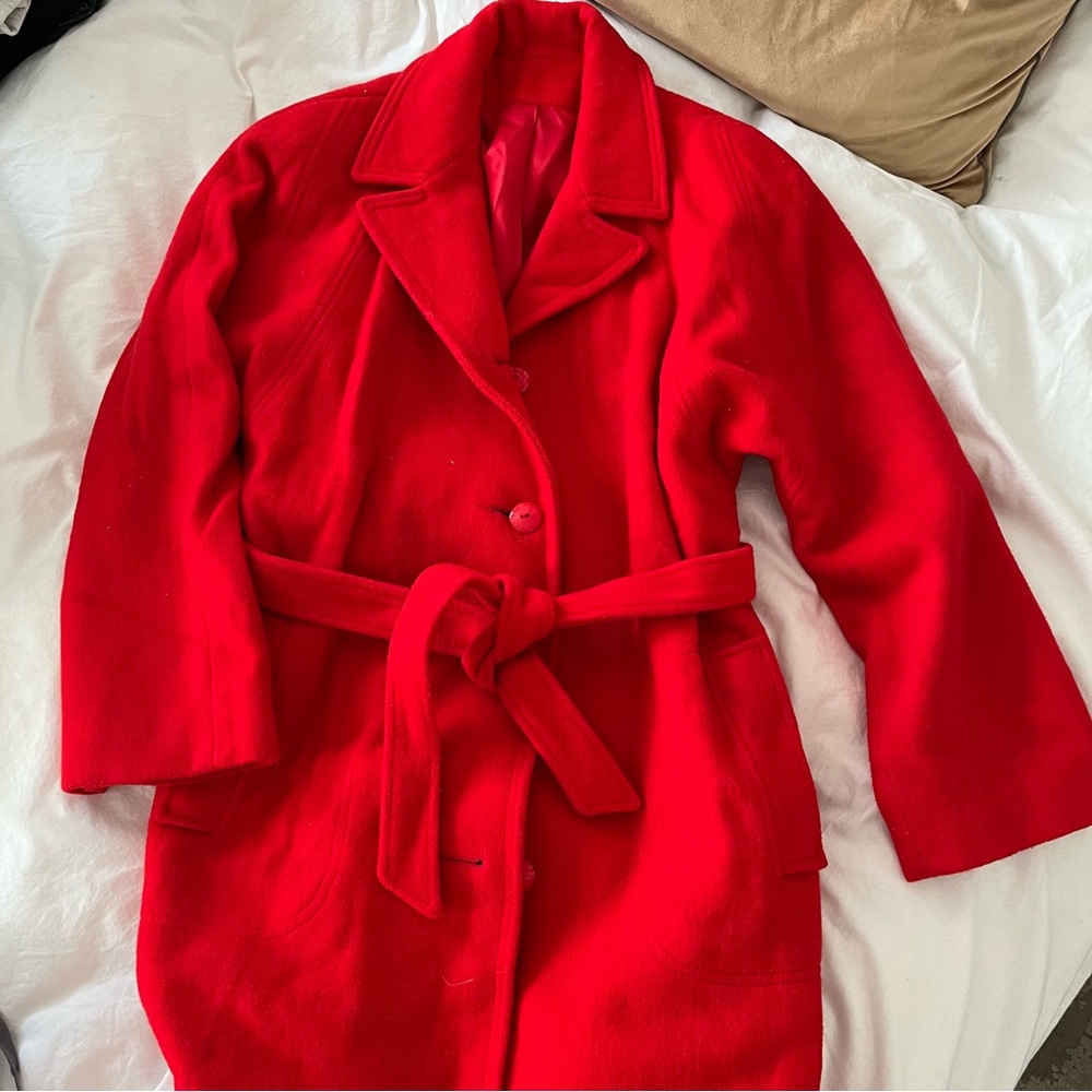 Vintage JULI de ROMA Red Pea Coat Trench Coat